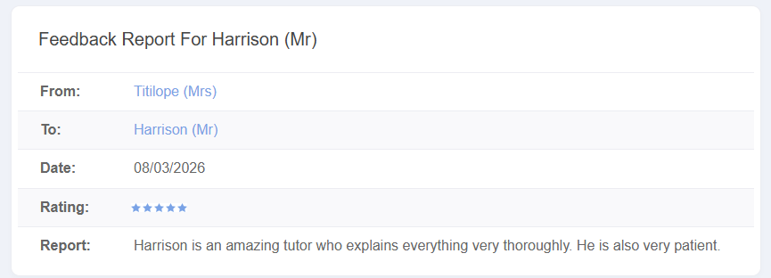 Feedback report from Titilope